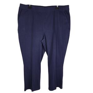 Denim & Co. Women's Pants Size XL Knit Easy Flex Twill Crop Kick Navy A596313